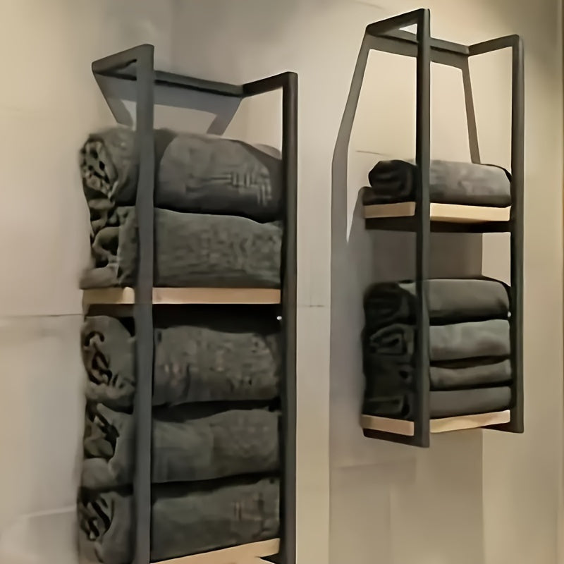 Wall-Mounted Towel Rack with Dual Tiers for Bathroom Organization | Space-Saving Stainless Steel Holder for Bath & Hand Towels