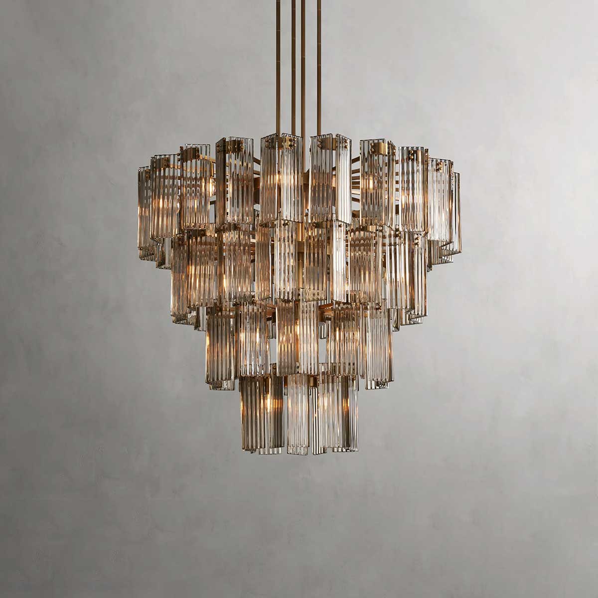 Circular Glass Panel Statement Chandelier 38-60 Inch Multi-Light Fixture for Dining Room Foyer High Ceiling Steel Frame Hanging Light