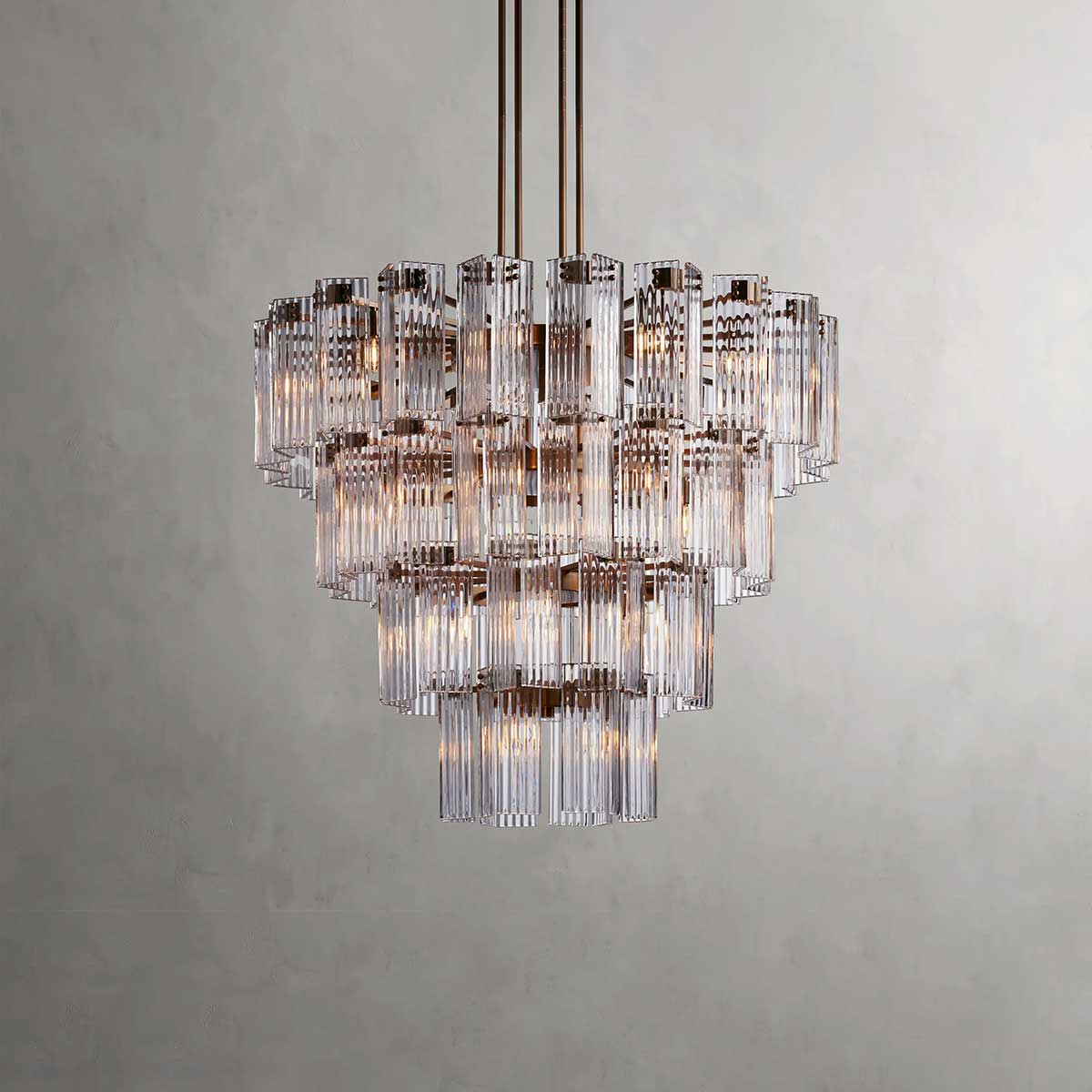 Circular Glass Panel Statement Chandelier 38-60 Inch Multi-Light Fixture for Dining Room Foyer High Ceiling Steel Frame Hanging Light