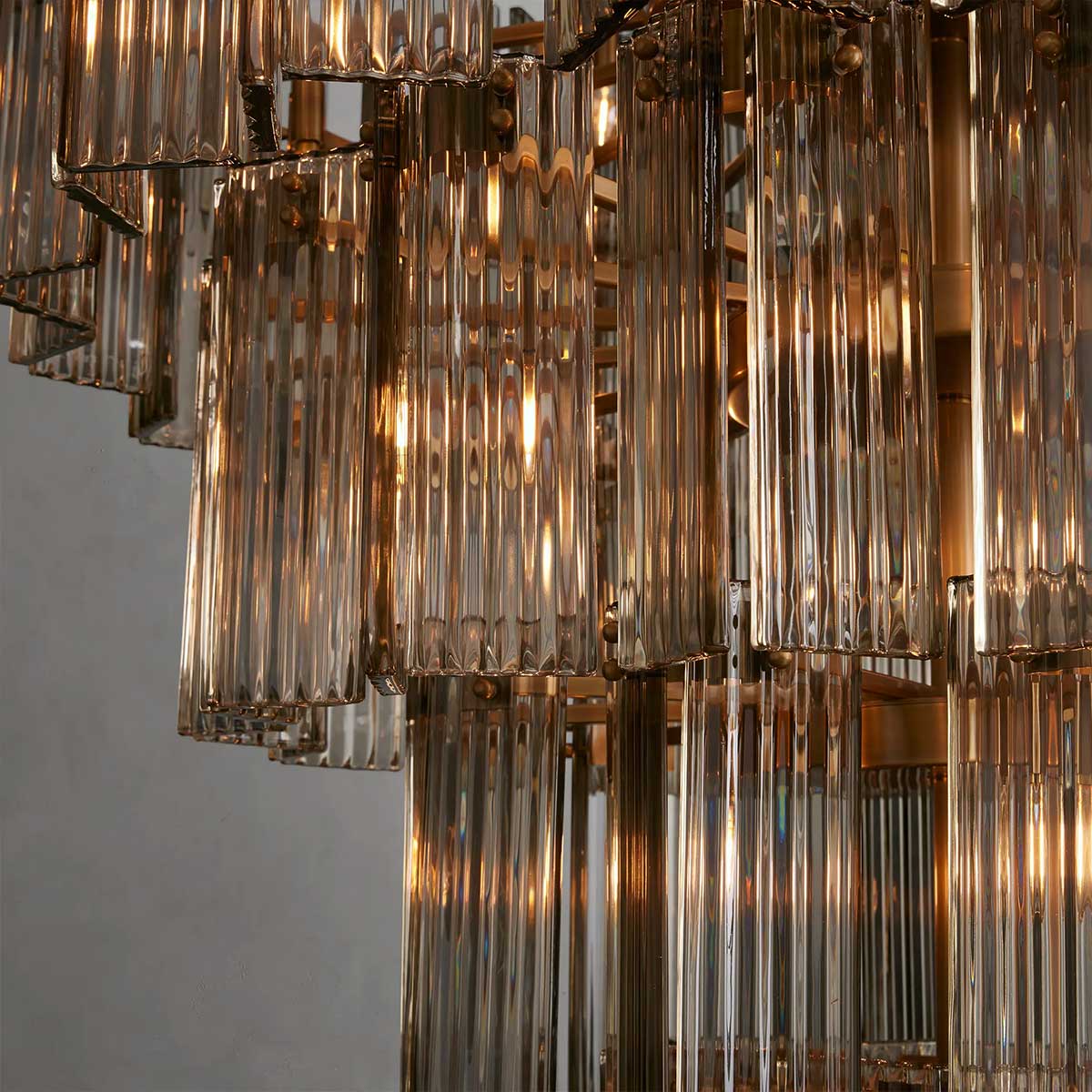 Circular Glass Panel Statement Chandelier 38-60 Inch Multi-Light Fixture for Dining Room Foyer High Ceiling Steel Frame Hanging Light