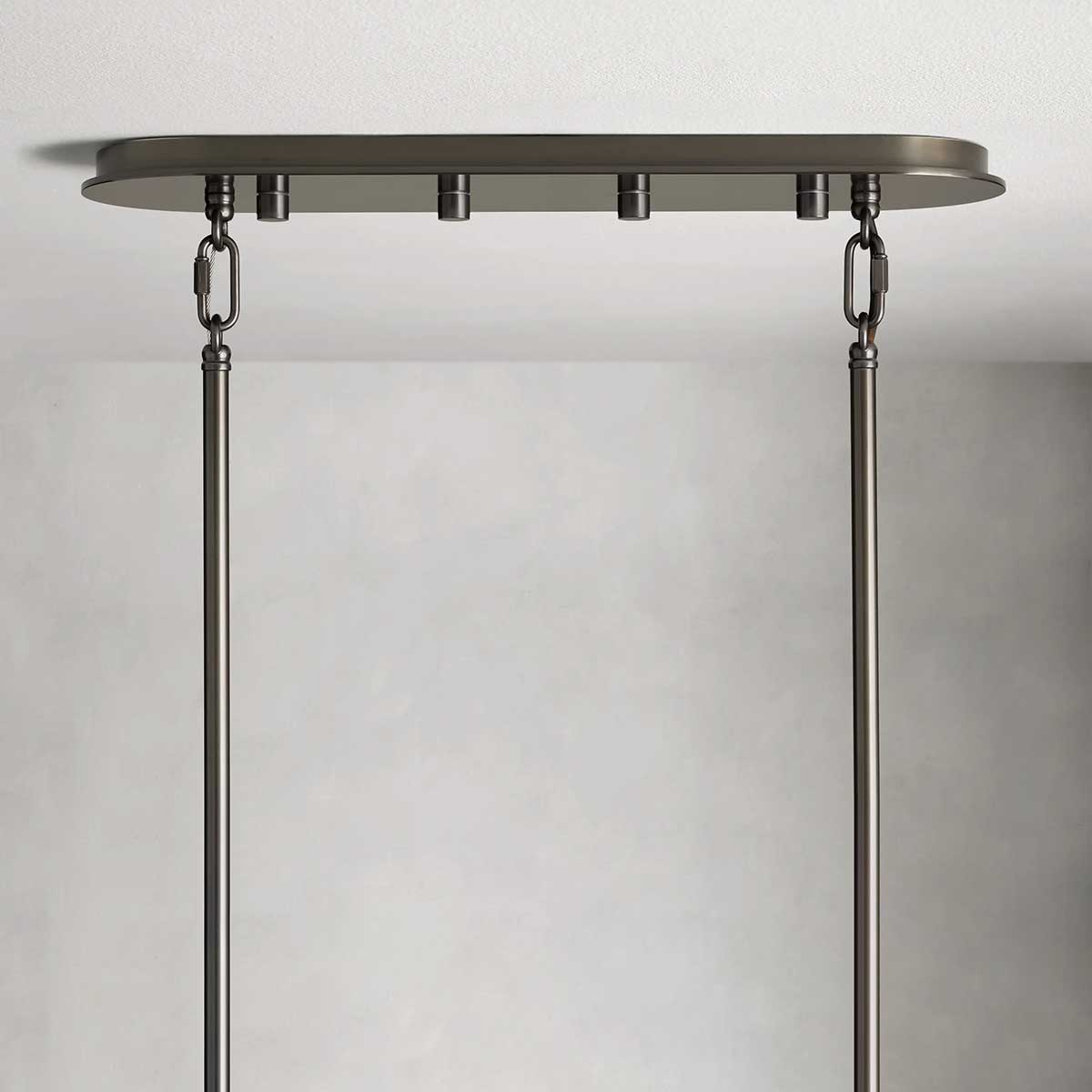 Oval Glass Panel Chandelier with Metal Frame 4-17 Lights Adjustable Height for Dining Room & Entryway