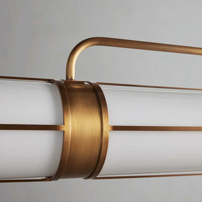 Industrial Pendant Light with Frosted Glass Tubes for Dining Room and Kitchen Island – Adjustable Drop Brass or Bronze – 4 or 5 Socket