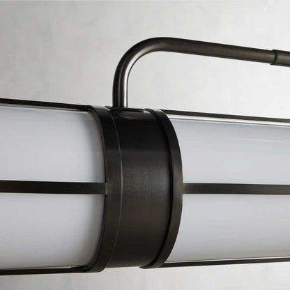 Industrial Pendant Light with Frosted Glass Tubes for Dining Room and Kitchen Island – Adjustable Drop Brass or Bronze – 4 or 5 Socket