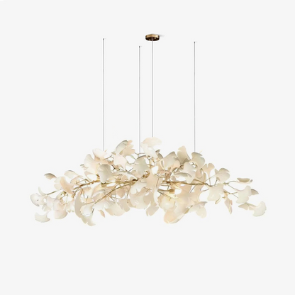 Handcrafted Porcelain Leaf Ceiling Fixture with Flexible Branches Gold White 70 in Statement Overhead Lighting for Dining Room Entryway Livi