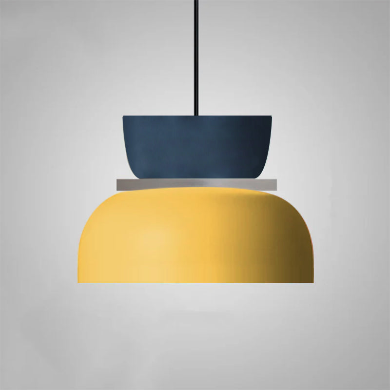 Single-Bulb Metal Hanging Fixture with Adjustable Cord in Vibrant Two-Tone Hues for Kitchen Island Dining Room Bedroom