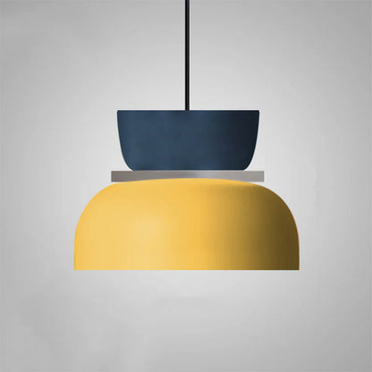 Single-Bulb Metal Hanging Fixture with Adjustable Cord in Vibrant Two-Tone Hues for Kitchen Island Dining Room Bedroom