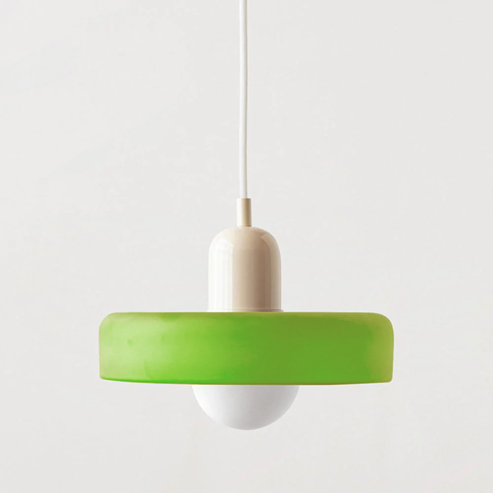 Glass Pendant Light with Adjustable Cord & Warm Glow – Modern Geometric Hanging Fixture for Dining Room & Living Room Decor