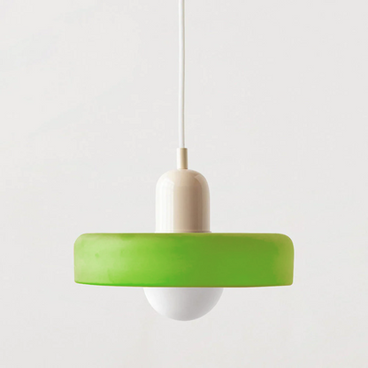 Glass Pendant Light with Adjustable Cord & Warm Glow – Modern Geometric Hanging Fixture for Dining Room & Living Room Decor