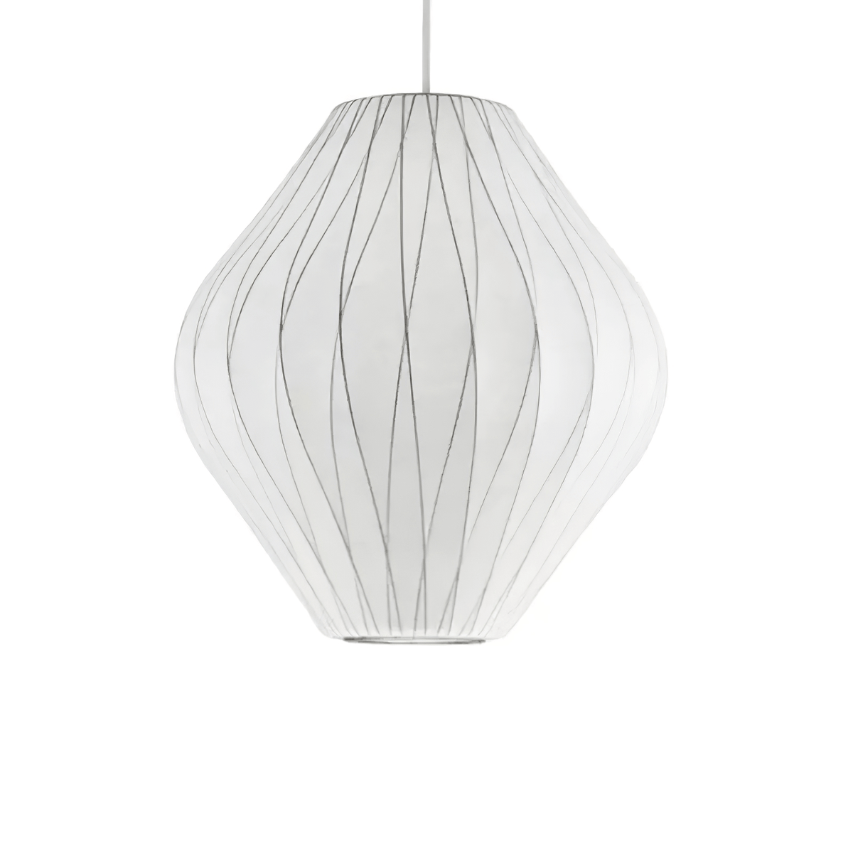 Steel Wire Silk Shade Ceiling Light 20 in White for Kitchen Island Dining Room Modern Pendant Lamp Hanging Fixture Adjustable Cord E26 Base