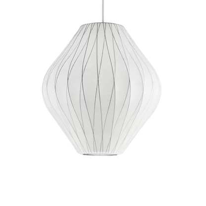 Steel Wire Silk Shade Ceiling Light 20 in White for Kitchen Island Dining Room Modern Pendant Lamp Hanging Fixture Adjustable Cord E26 Base