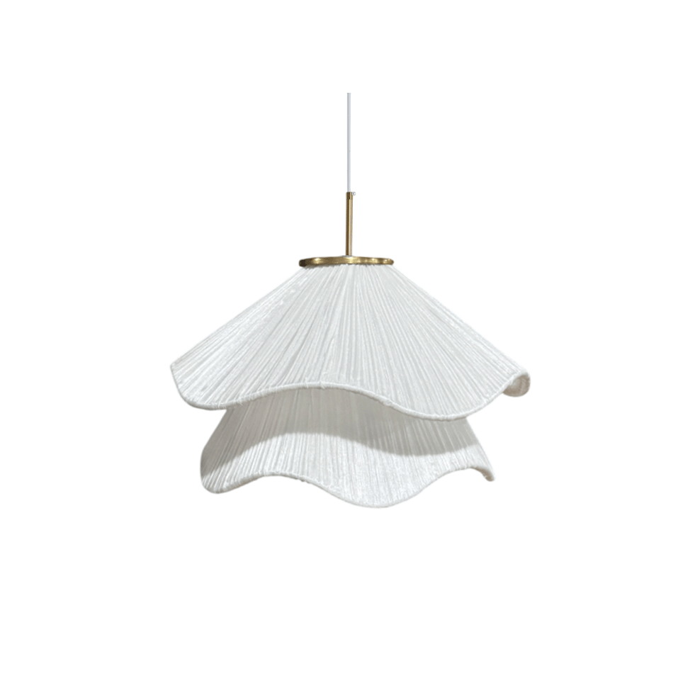 Layered Flower Petal Hanging Light Fixture White and Gold 24-Inch Diameter Adjustable Drop for Dining Room Kitchen Bedroom Above Table or Is