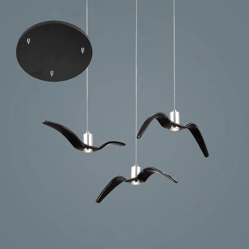 Sculptural Bird Ceiling Fixture with Adjustable Height LED Hardwired Suspension for Kitchen Islands Dining Tables Living Spaces in White or