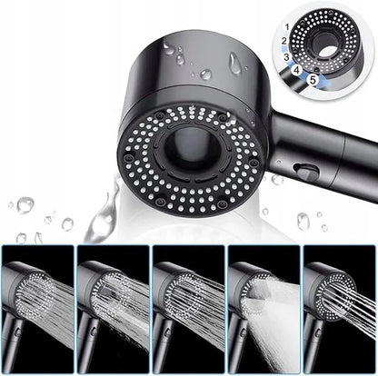 Multi-Spray Handheld Showerhead with 5 Adjustable Water Patterns in Chrome Finish for Modern Bathrooms