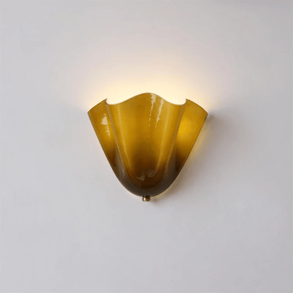 Curved Petal Glass Wall Sconce with Metal Accent for Bedroom, Hallway & Living Room – G9 LED Hardwired Modern Ambient Light Fixture