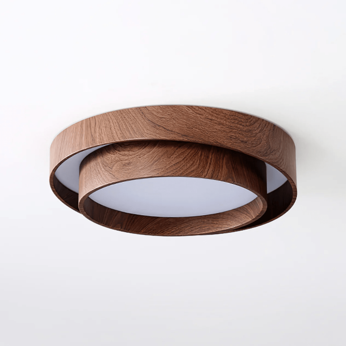 Flush Mount LED Light Fixture Walnut Finish for Bedroom Living Room Dining Area Low Profile Ambient Overhead Lighting Minimalist Contemporar