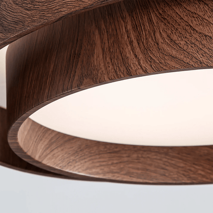 Flush Mount LED Light Fixture Walnut Finish for Bedroom Living Room Dining Area Low Profile Ambient Overhead Lighting Minimalist Contemporar