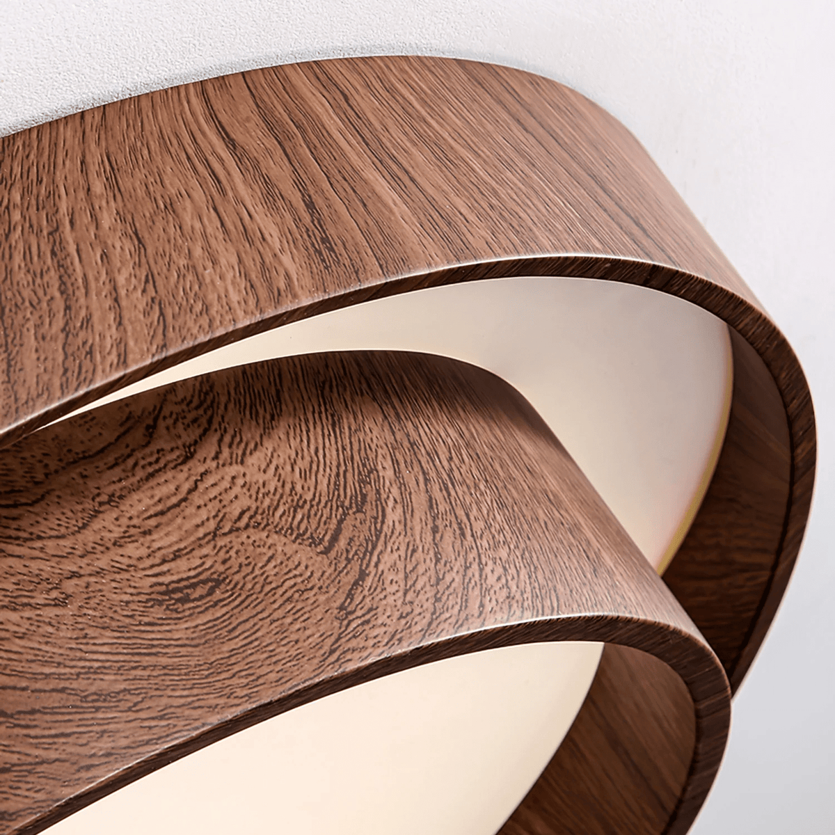 Flush Mount LED Light Fixture Walnut Finish for Bedroom Living Room Dining Area Low Profile Ambient Overhead Lighting Minimalist Contemporar