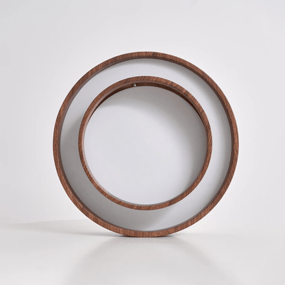Flush Mount LED Light Fixture Walnut Finish for Bedroom Living Room Dining Area Low Profile Ambient Overhead Lighting Minimalist Contemporar