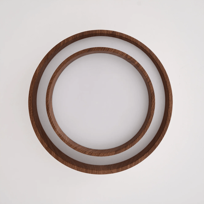 Flush Mount LED Light Fixture Walnut Finish for Bedroom Living Room Dining Area Low Profile Ambient Overhead Lighting Minimalist Contemporar
