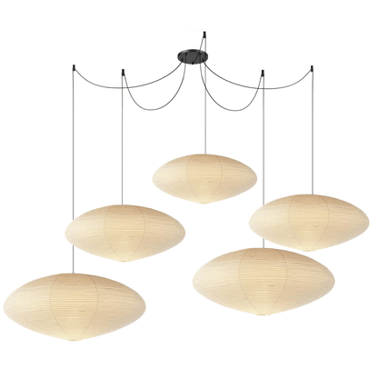 Handmade Rice Paper Sphere Pendant Lamp for Dining Room & Bedroom | Sculptural Ceiling Fixture with Adjustable Cord | E26 Edison Bulb Compat