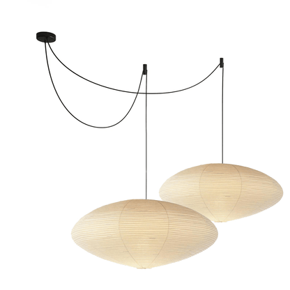 Handmade Rice Paper Sphere Pendant Lamp for Dining Room & Bedroom | Sculptural Ceiling Fixture with Adjustable Cord | E26 Edison Bulb Compat