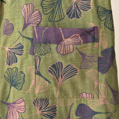Cotton Gauze Kimono Robe Women Men Lightweight Bathrobe Ginkgo Leaf Pattern Unisex Loungewear Spa Wrap Housecoat Sleepwear Quick-Dry