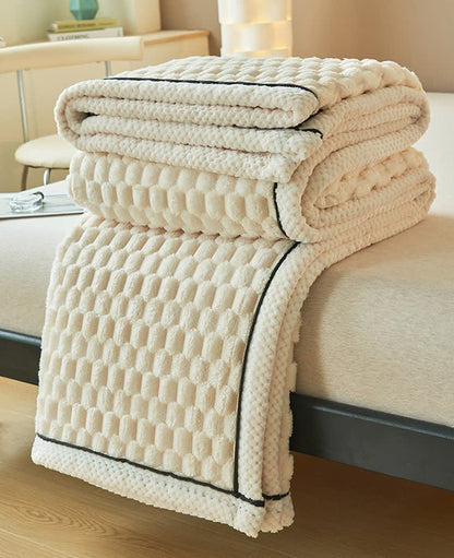 Reversible Plush Throw Blanket - Ultra Soft Coral Fleece - Queen & Full Size - Lightweight Polyester - Cozy Cover for Couch Sofa Bed