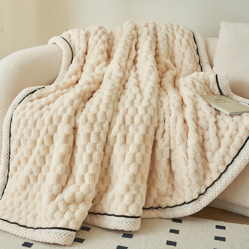 Reversible Plush Throw Blanket - Ultra Soft Coral Fleece - Queen & Full Size - Lightweight Polyester - Cozy Cover for Couch Sofa Bed