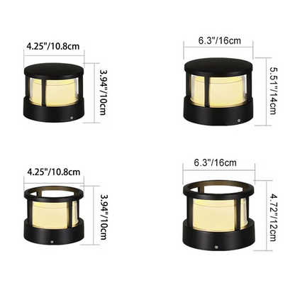 Compact Modern Black Aluminum LED Yard Light for Pathways, Gardens & Fences – Hardwired Outdoor Cylinder Fixture
