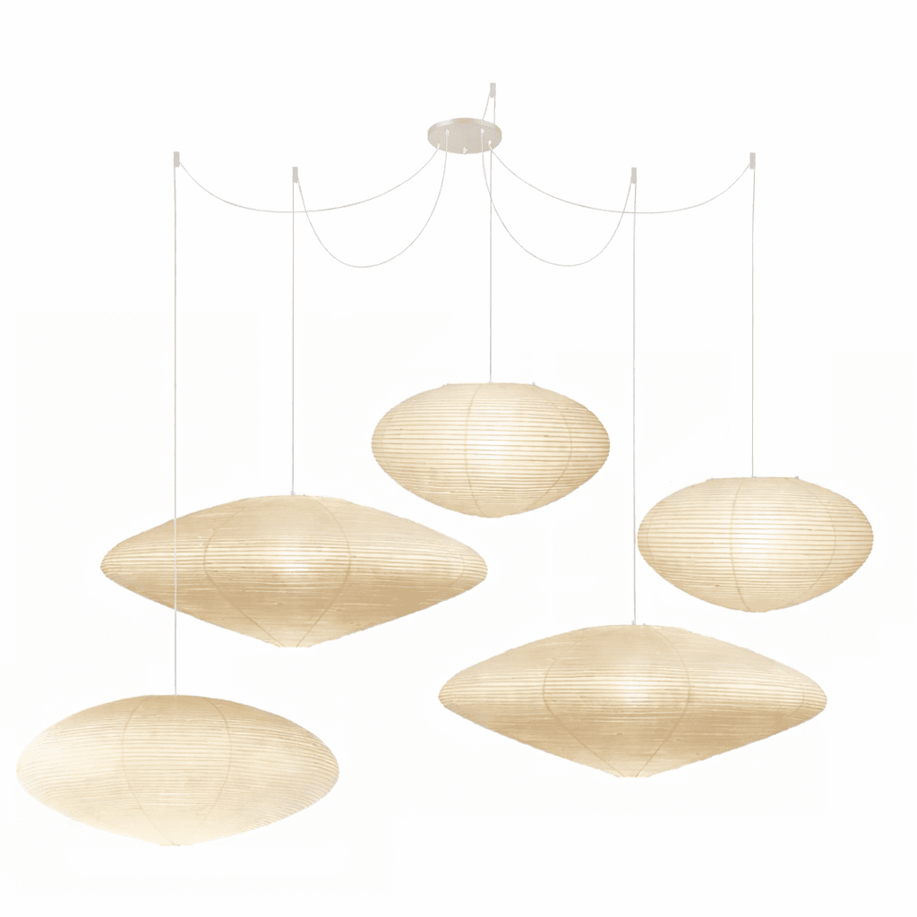 Handmade Rice Paper Sphere Pendant Lamp for Dining Room & Bedroom | Sculptural Ceiling Fixture with Adjustable Cord | E26 Edison Bulb Compat