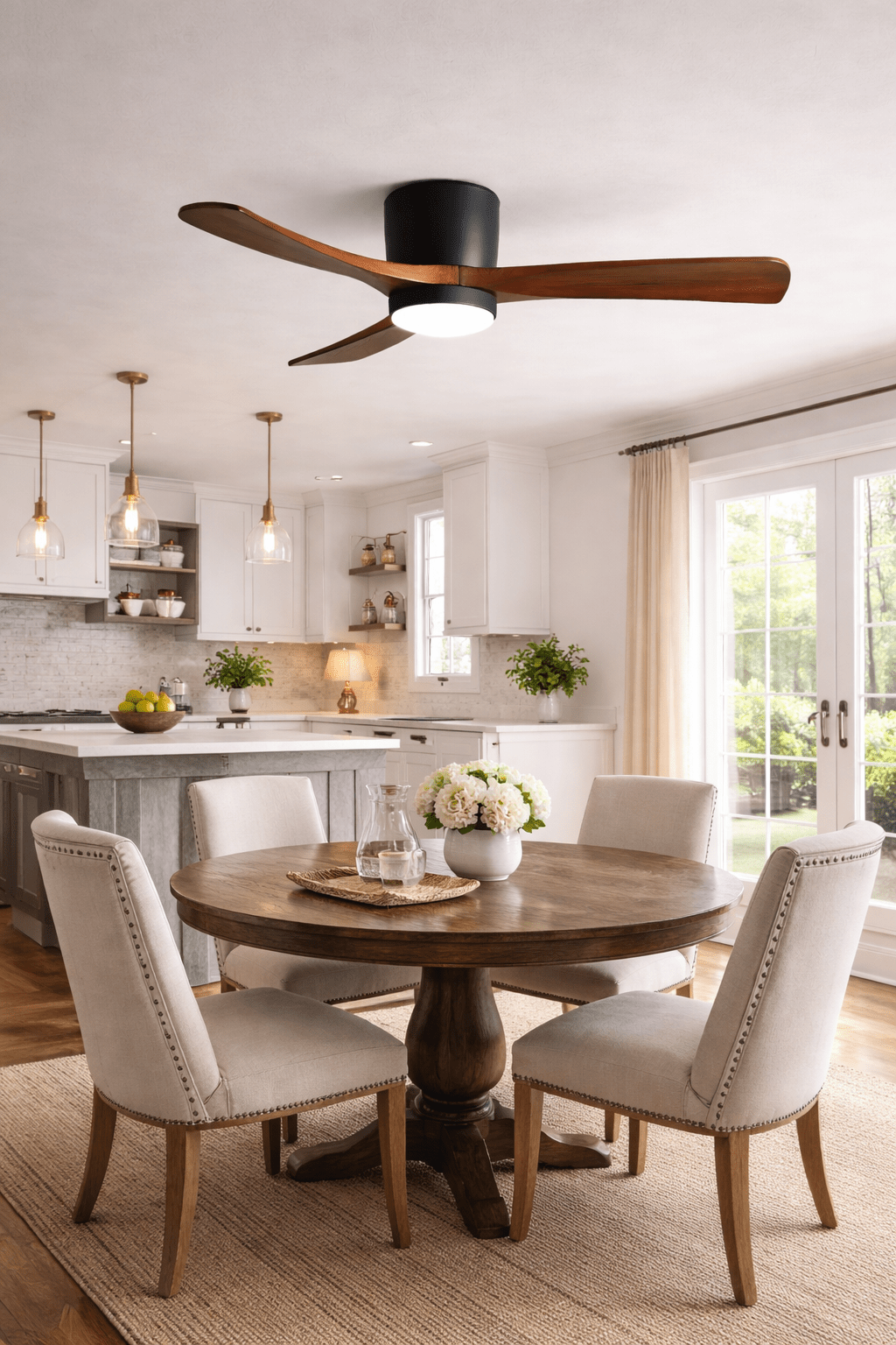 Wood Blade Ceiling Fan with Integrated LED Light and Remote Control for Bedroom Living Room Quiet DC Motor Airflow Year-Round Comfort Scandi