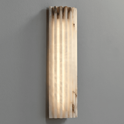 Natural Stone Wall Sconce 12 in Integrated LED Ribbed Surface Indoor Lighting Fixture for Bedroom Hallway Living Room Warm Ambient Glow