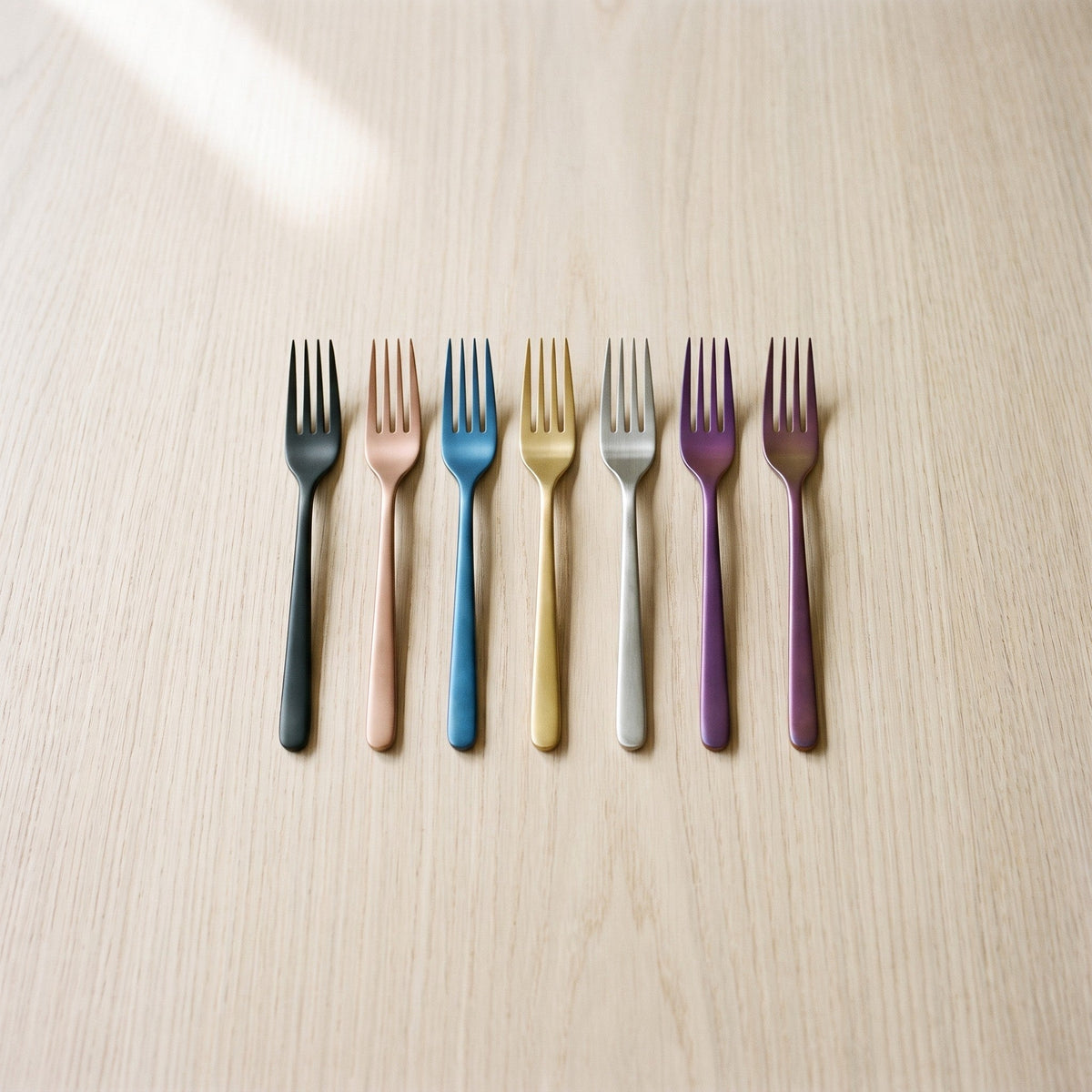 Stainless Steel Dessert Forks Set - Colorful Modern Flatware for Fruit & Appetizers - Kitchen Dining Cutlery