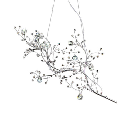 Modern Crystal Bead Chandelier 10-Light Metal Branch Ceiling Fixture for Dining Room & Living Room