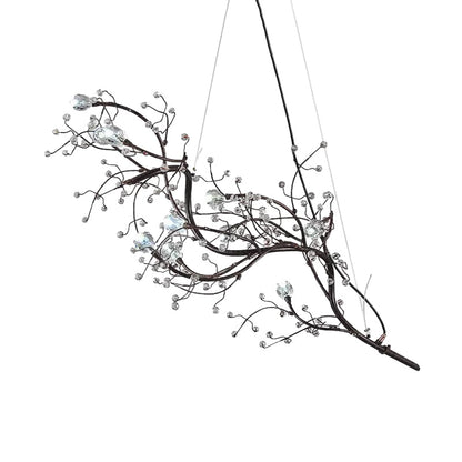Modern Crystal Bead Chandelier 10-Light Metal Branch Ceiling Fixture for Dining Room & Living Room