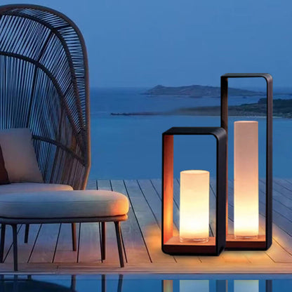 Outdoor Column Path Light – LED Weatherproof Garden Lamp with Rectangular Frame for Patio, Walkway & Landscaping