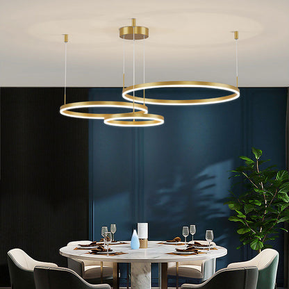 Tiered Ring Pendant Light Modern Metal Circular Chandelier for Dining Room Living Room Bedroom Kitchen Island Adjustable Height LED