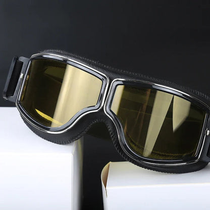 Retro Motorcycle Goggles with Adjustable Strap, UV Protection & Impact-Resistant Polycarbonate Lens for Riding, Cycling & Outdoor Use