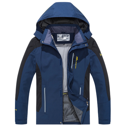 Men's Windproof Rain Shell Jacket with Removable Hood for Hiking, Camping & Outdoor Adventures – Waterproof Lightweight Expedition Coat