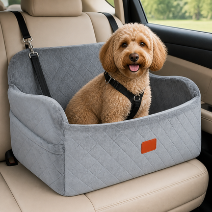 Ortekor Memory Foam & Non-Slip Dog Car Seat (Adjustable Leashes)