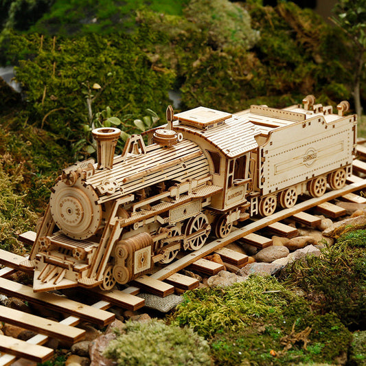 3D Timber Assembly Kit Interlocking Brain Teaser for Adults Desktop Display Model Collectible Hobbyist Project Vehicle Locomotive Automobile
