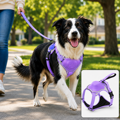 Ortekor No-Pull Reflective Dog Harness with Built-In Retractable Leash for Safer Daily Walks