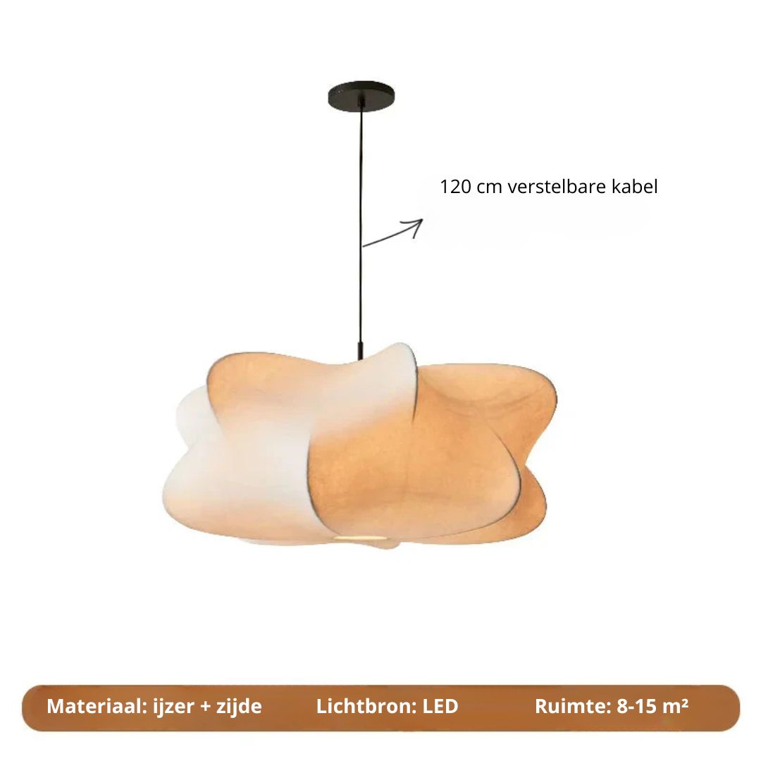Flowing Silk Shade Overhead Light Fixture 12 in Taupe E27 Socket for Dining Room Living Room Bedroom Ambient Glow Modern Minimalist Organic