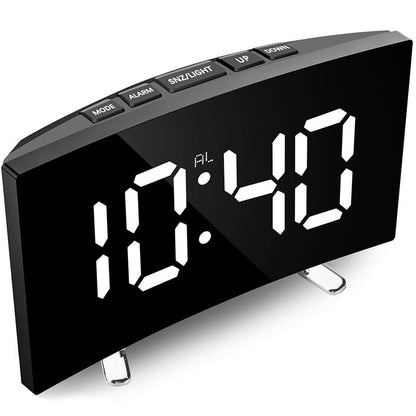 USB-Powered LED Alarm Clock with Curved Screen 6.7 × 2.8 × 1.2 Inches Battery Backup Nightstand Clock Large Display for Bedroom Office Deskt