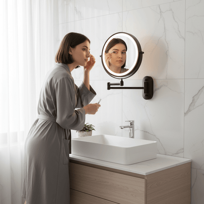 Rechargeable Lighted Vanity Mirror with Magnification & Touch Dimming for Bathroom Counter Makeup Application Skincare Beauty Routine