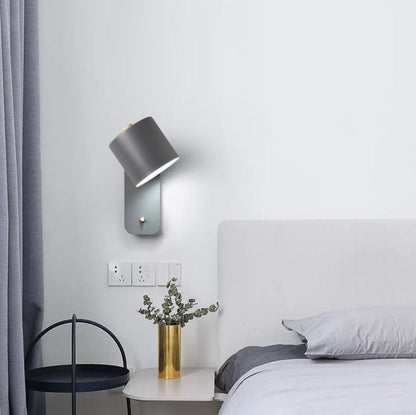 Adjustable Metal Wall Sconce with Rotating Head – Modern Cylinder Light for Bedroom, Hallway & Living Room – E26 Hardwired – 10 in H x 5