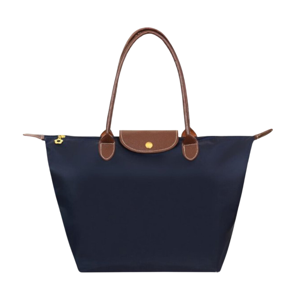 Water-Resistant Nylon Tote Bag with Leather Accents – Spacious Shoulder Carryall for Work, Travel & Everyday Use