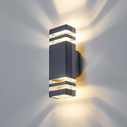 Outdoor Wall Sconce E27 Socket Weatherproof Black Finish Dual-Beam Up-Down Lighting for Entryways Patios Garden Facades Exterior Home