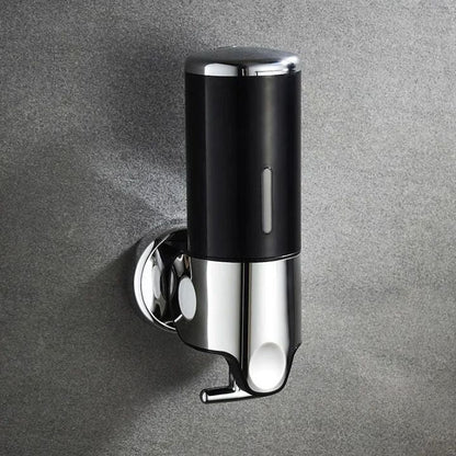 Wall Mount Soap Dispenser with Push Pump - Stainless Steel Liquid Holder for Shampoo, Lotion & Hand Wash in Bathroom, Kitchen, Shower