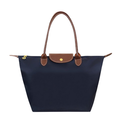 Water-Resistant Nylon Tote Bag with Leather Accents – Spacious Carryall for Work, Travel & Errands